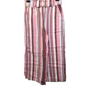 A.N.A Striped Wide-Leg Pants XS Multi-Color High-Waist Linen Blend Lightweight